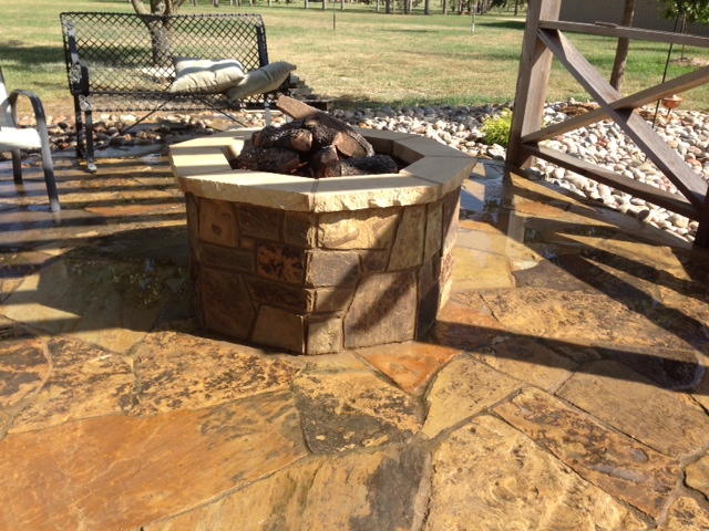 stone outdoor fireplace
